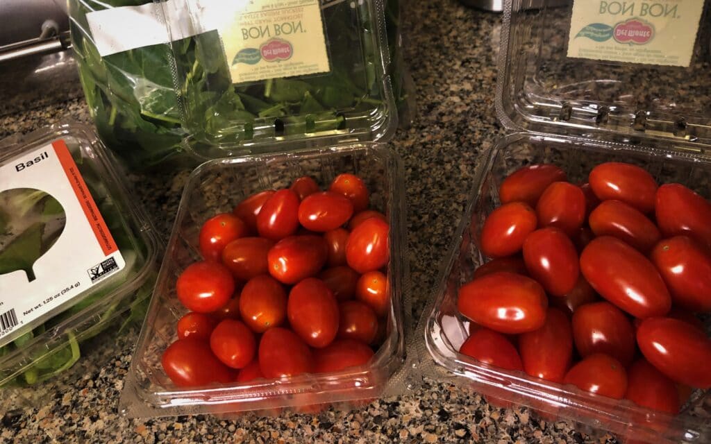 Tomatoes and Basil and garlic and olive oil and capers