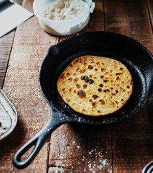 Tortilla in a frying pan